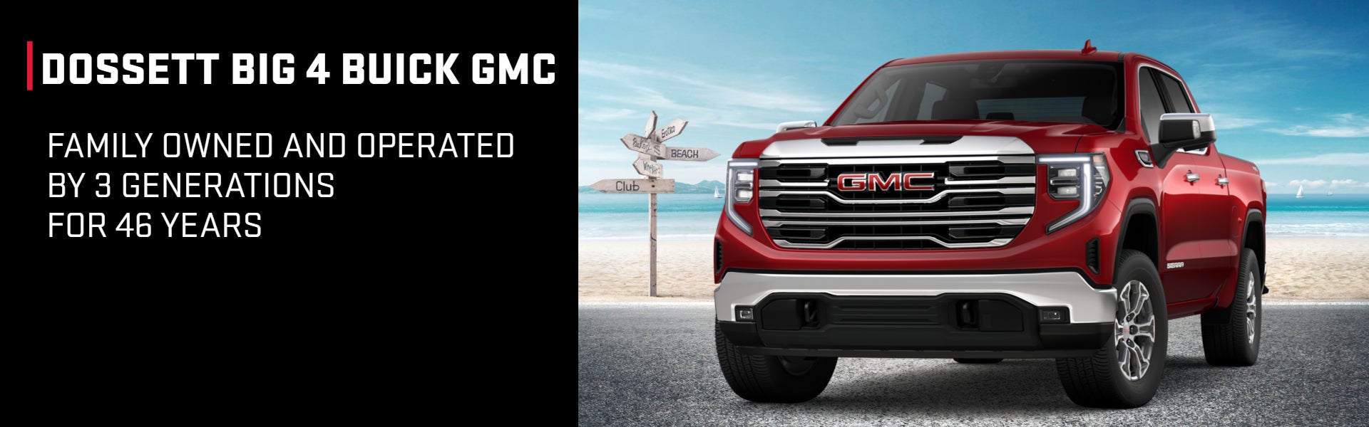 RED GMC SIERRA ON BEACH THEME 